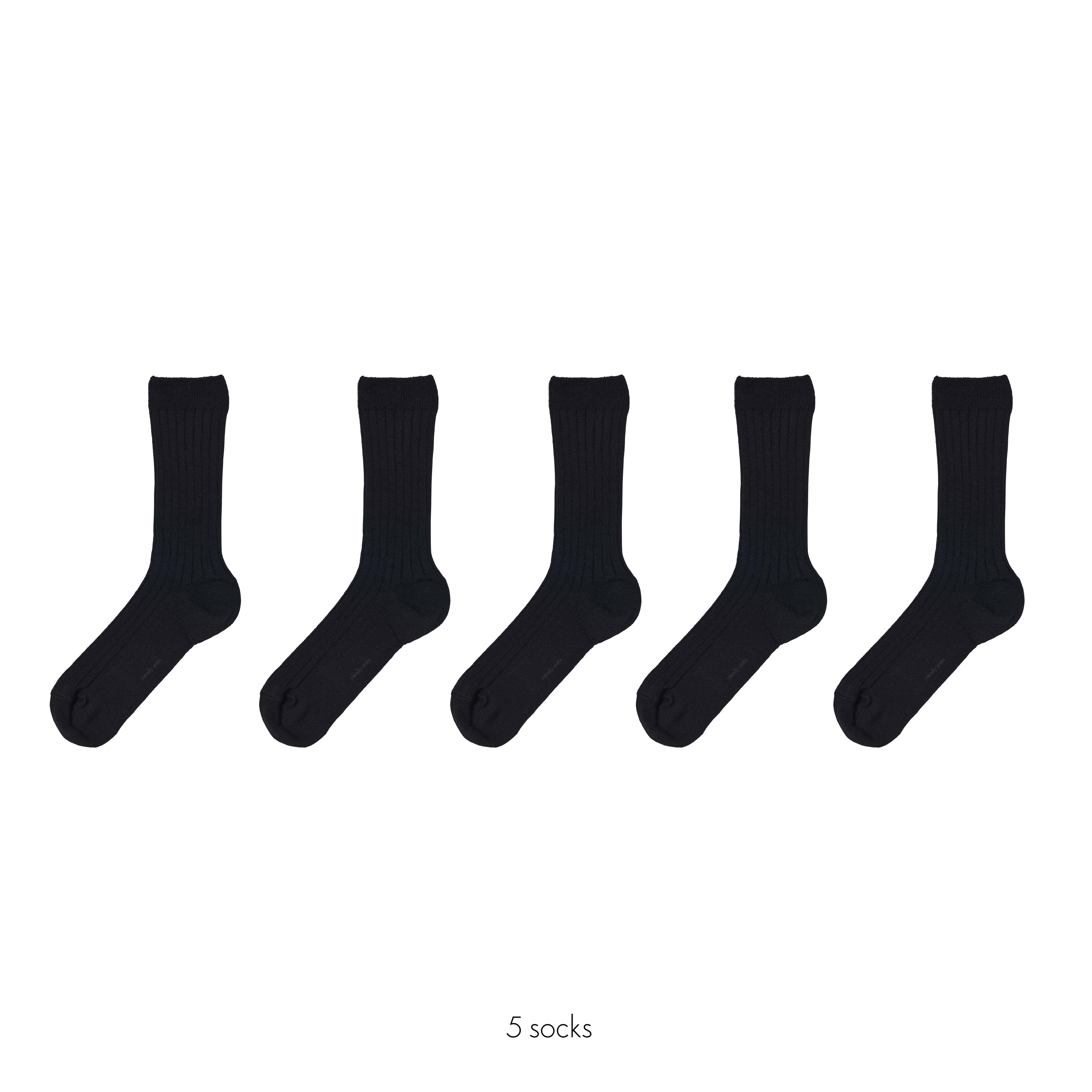 5 Socks Cotton Black Socks