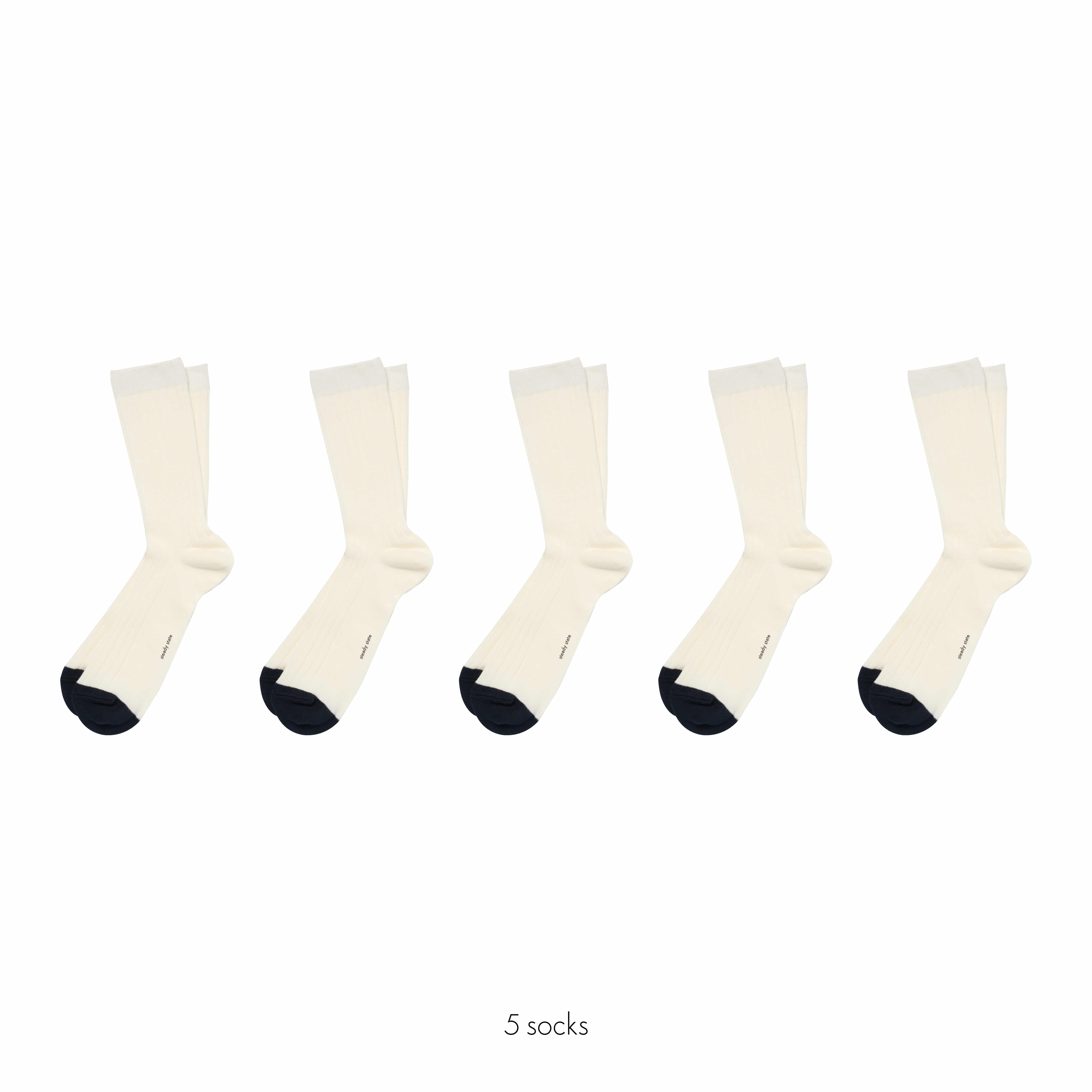 5 Socks Cotton navy dot creamy